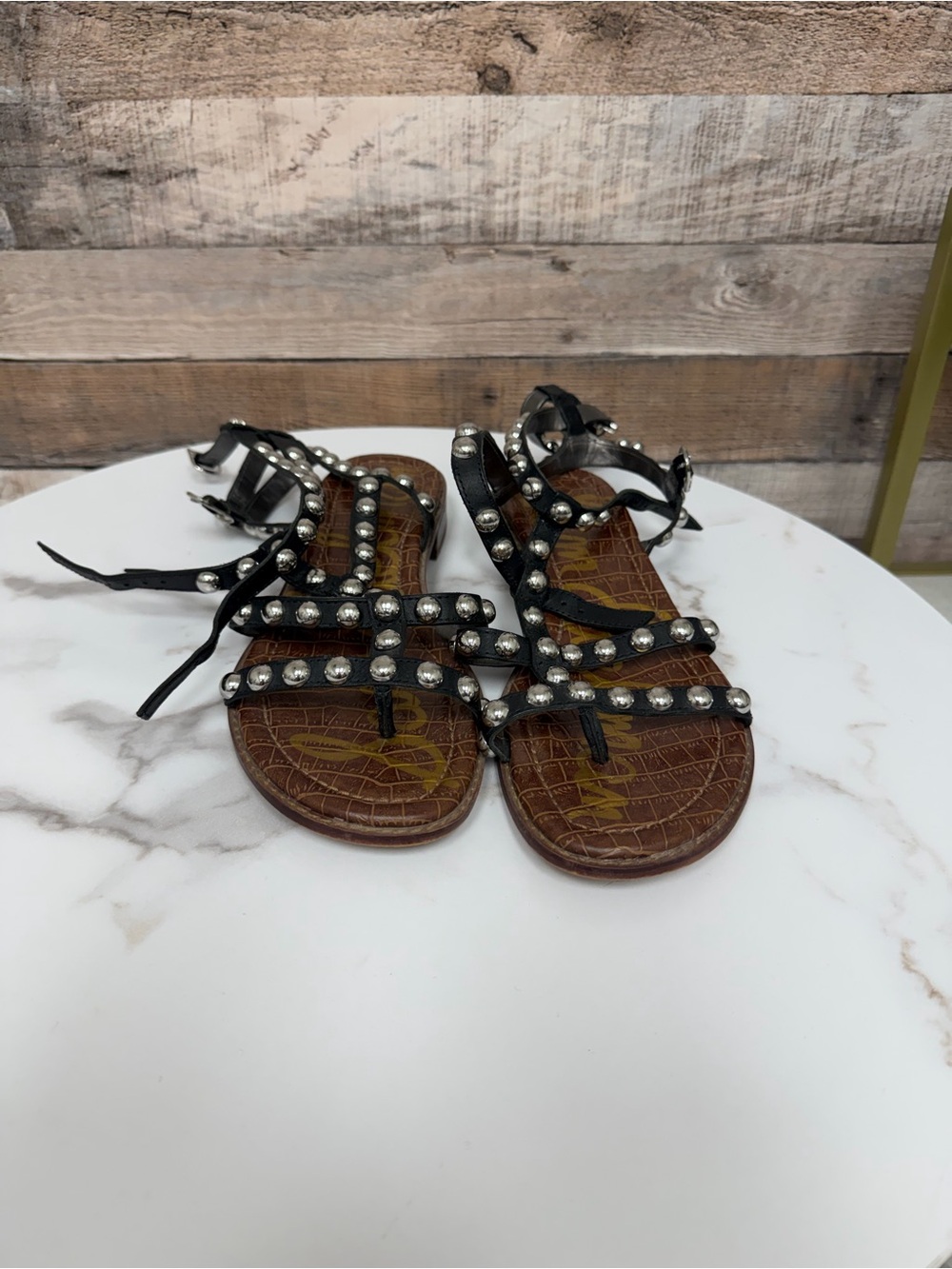 Sam Edelman Black Studded Gladiator Sandals